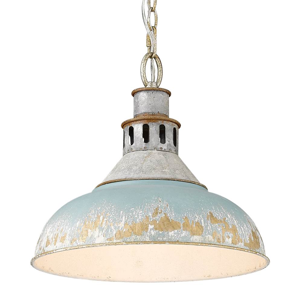 Golden Lighting 0865-L AGV-TEAL Aged Galvanized Steel Golden Lighting Kinsley 1-light Pendant In Antique Teal Shade Image 2