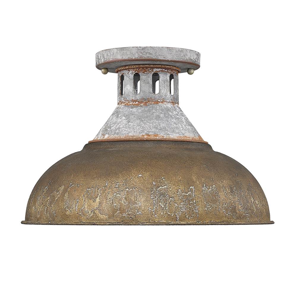 Golden Lighting Kinsley Golden Lighting Kinsley 1-light Semi-flush Mount In Antique Rust Shade