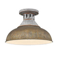 Golden Lighting 0865-SF AGV-RUST Aged Galvanized Steel Golden Lighting Kinsley 1-light Semi-flush Mount In Antique Rust Shade Image 1