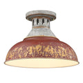 Golden Lighting 0865-SF AGV-RED Aged Galvanized Steel Golden Lighting Kinsley 1-light Semi-flush Mount In Antique Red Shade Image 1