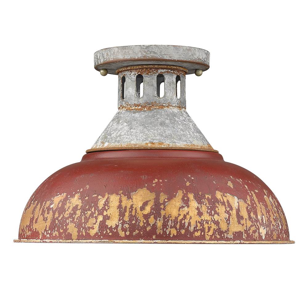 Golden Lighting Kinsley Golden Lighting Kinsley 1-light Semi-flush Mount In Antique Red Shade