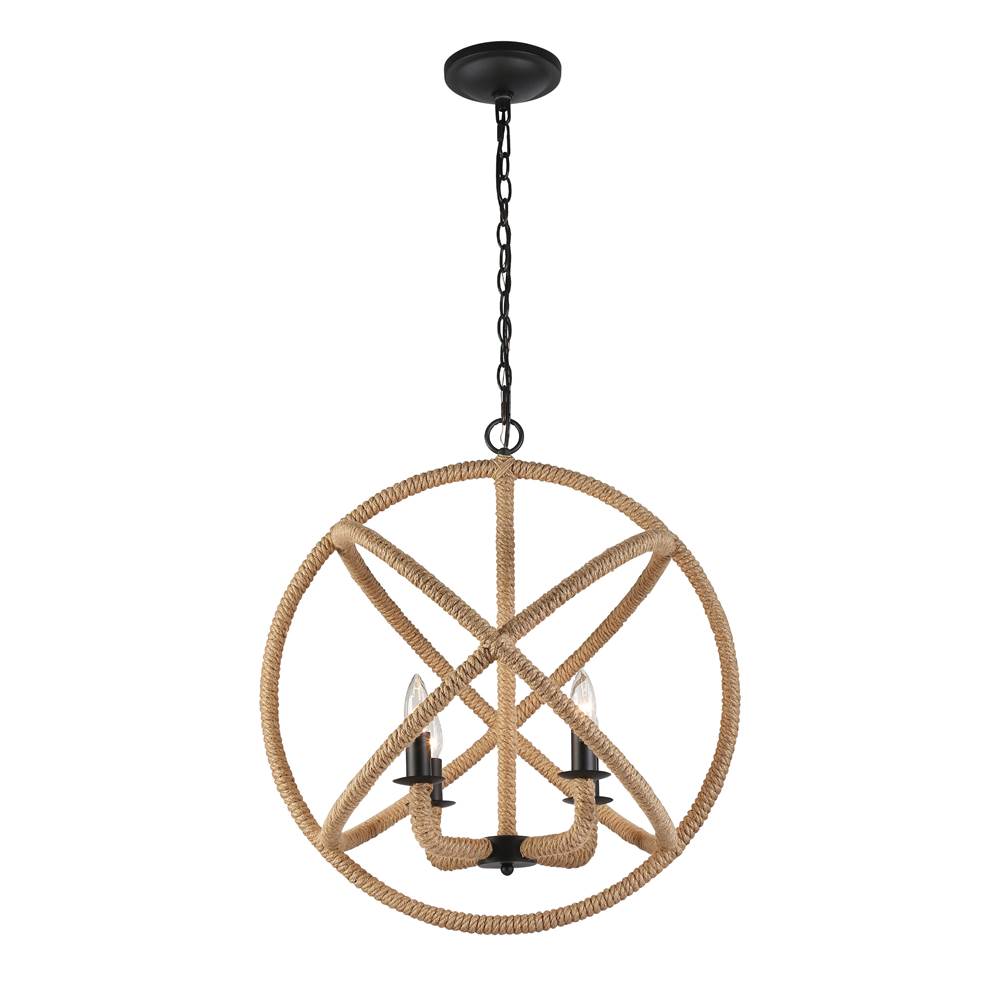Golden Lighting 0868-4 NB Natural Black Wry Lighting Marina 4-light Chandelier In Natural Black Image 3