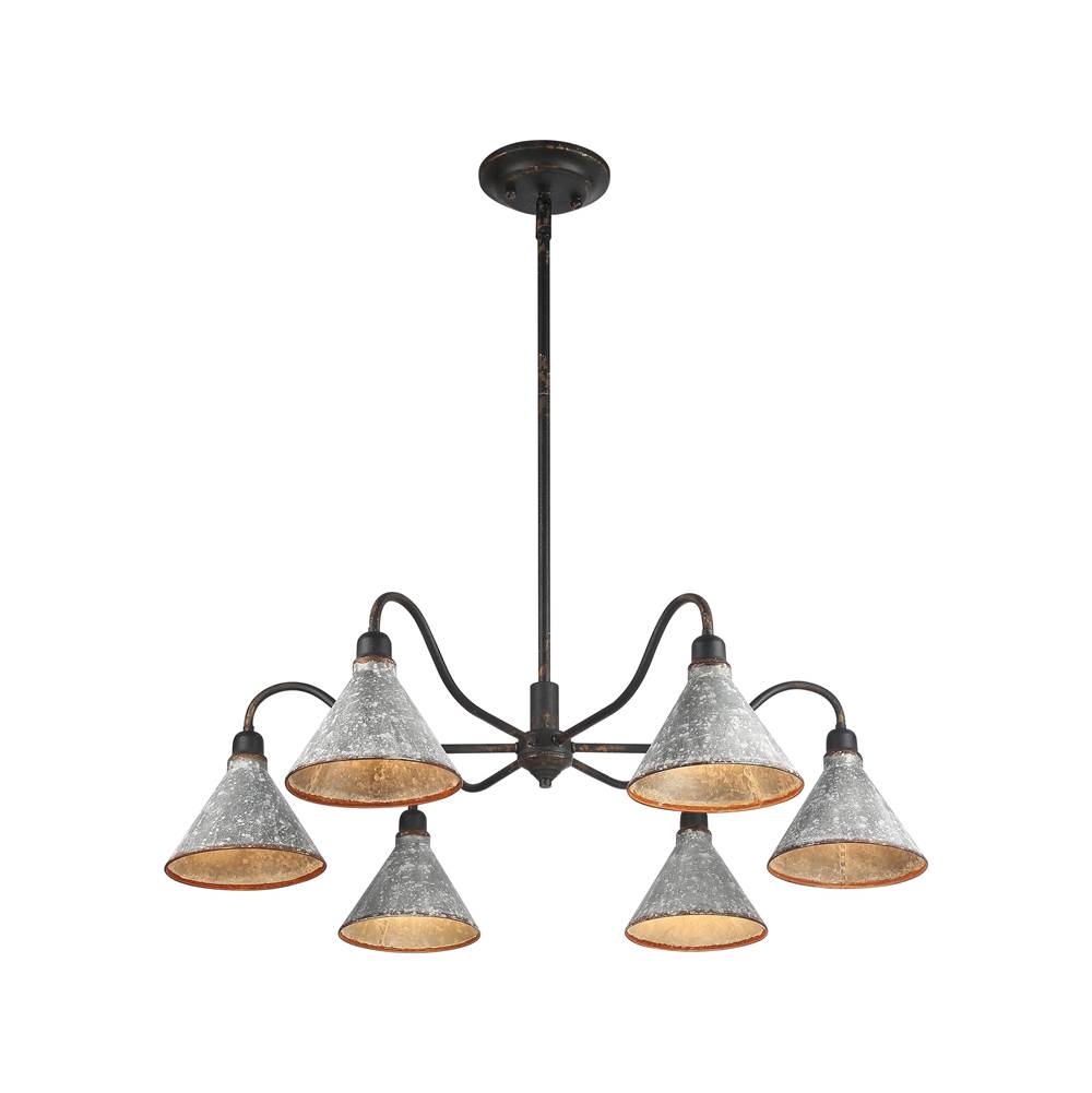 Golden Lighting 0877-6 ABI-GV Antique Black Iron Wry Lighting Jasper 6-light Chandelier In Antique Black Iron Image 4