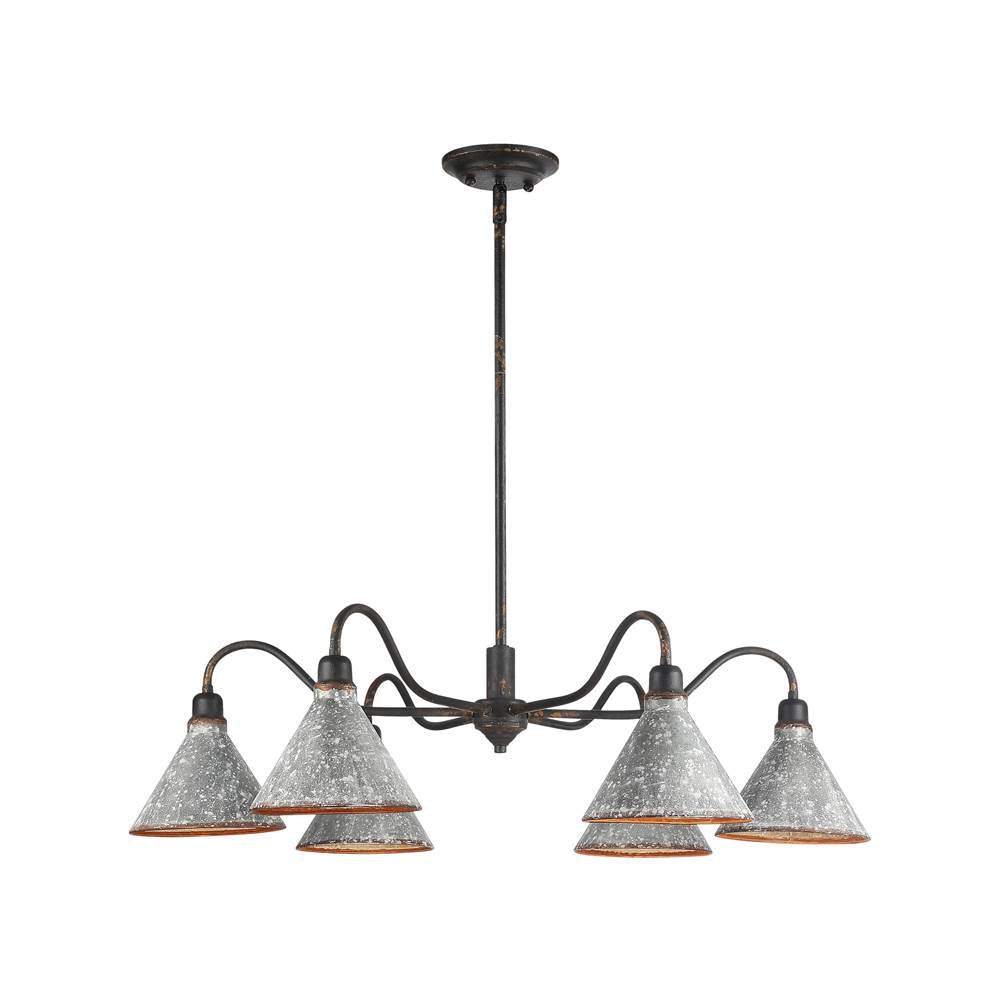 Golden Lighting Jasper Wry Lighting Jasper 6-light Chandelier In Antique Black Iron