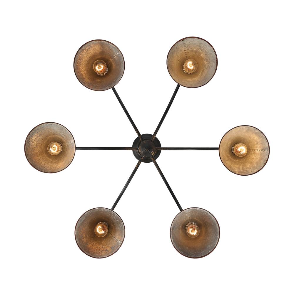 Golden Lighting 0877-6 ABI-GV Antique Black Iron Wry Lighting Jasper 6-light Chandelier In Antique Black Iron Image 5