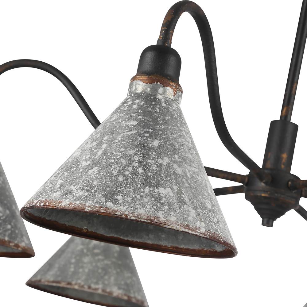 Golden Lighting 0877-6 ABI-GV Antique Black Iron Wry Lighting Jasper 6-light Chandelier In Antique Black Iron Image 3