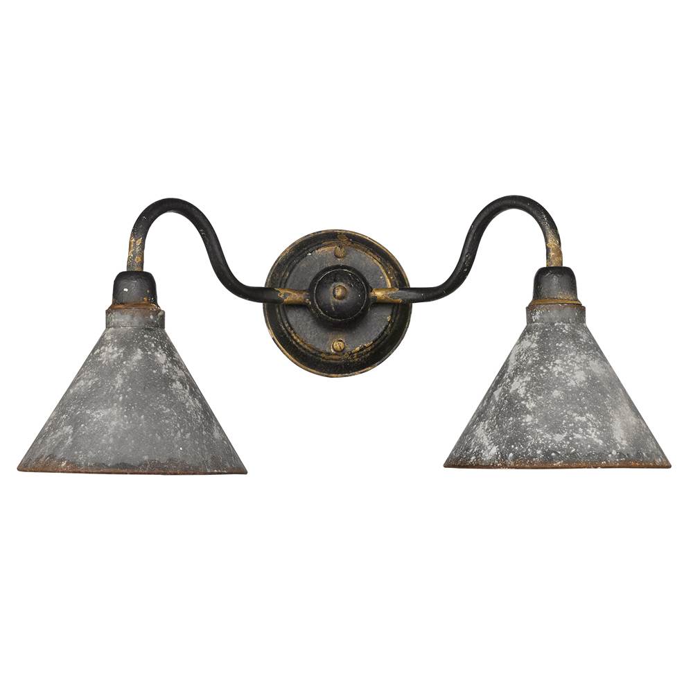 Golden Lighting Jasper Wry Lighting Jasper 2-light Vanity In Antique Black Iron
