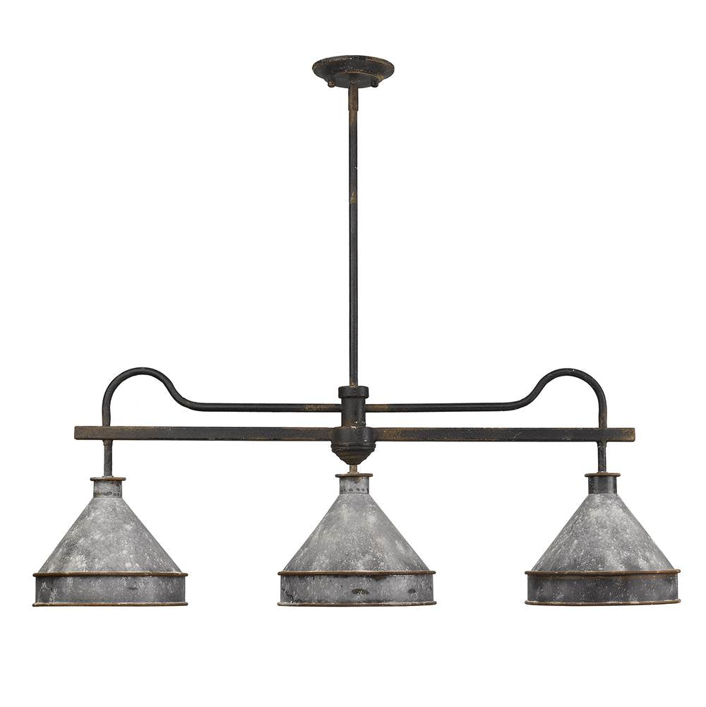 Golden Lighting Jasper Wry Lighting Jasper 3-light Island Light In Antique Black Iron