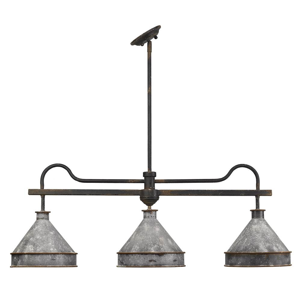 Golden Lighting 0877-LP ABI-GV Antique Black Iron Wry Lighting Jasper 3-light Island Light In Antique Black Iron Image 3