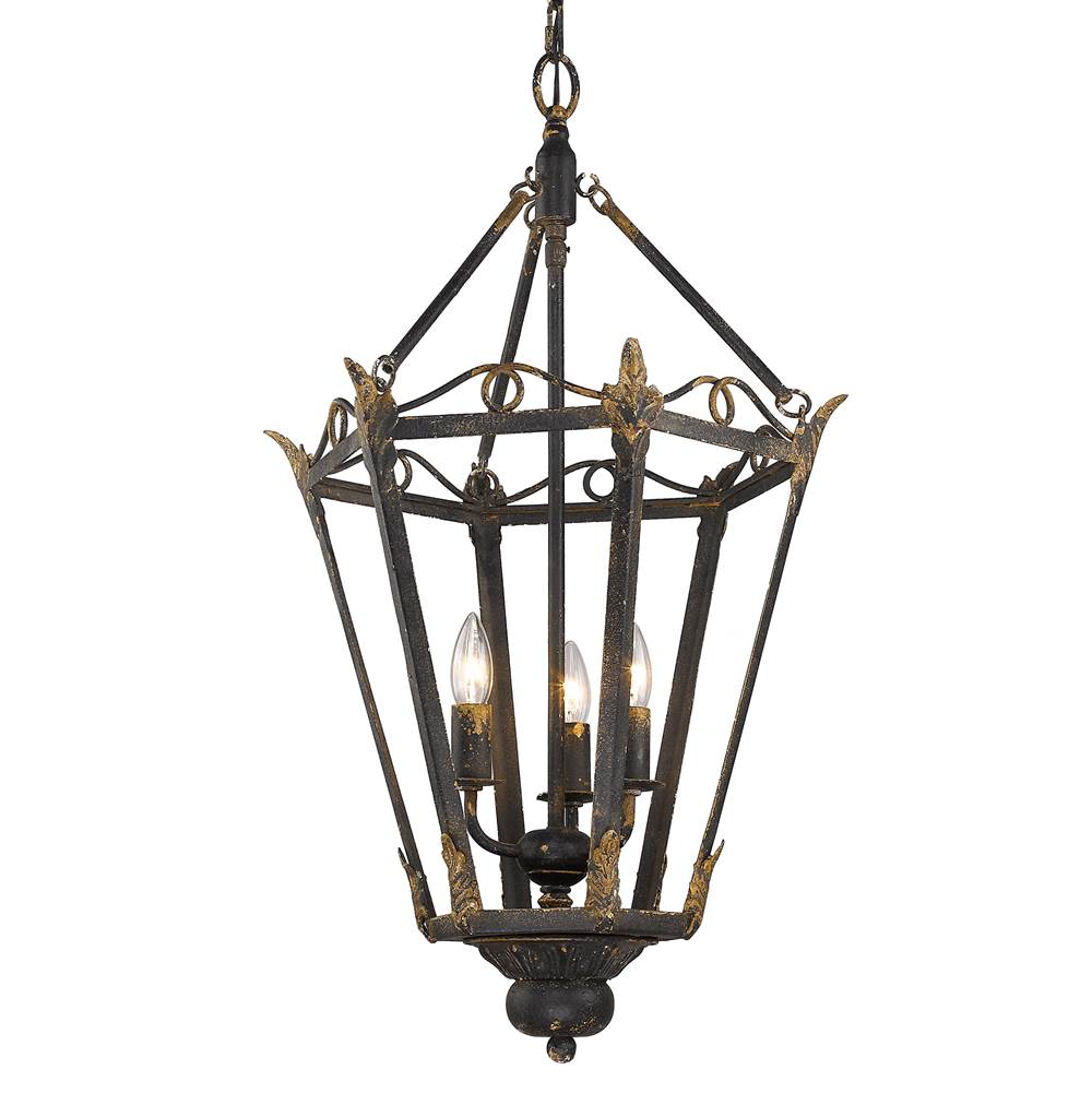 Golden Lighting 0880-3P ABI Antique Black Iron Wry Lighting Matilda 3-light Pendant In Antique Black Iron Image 1