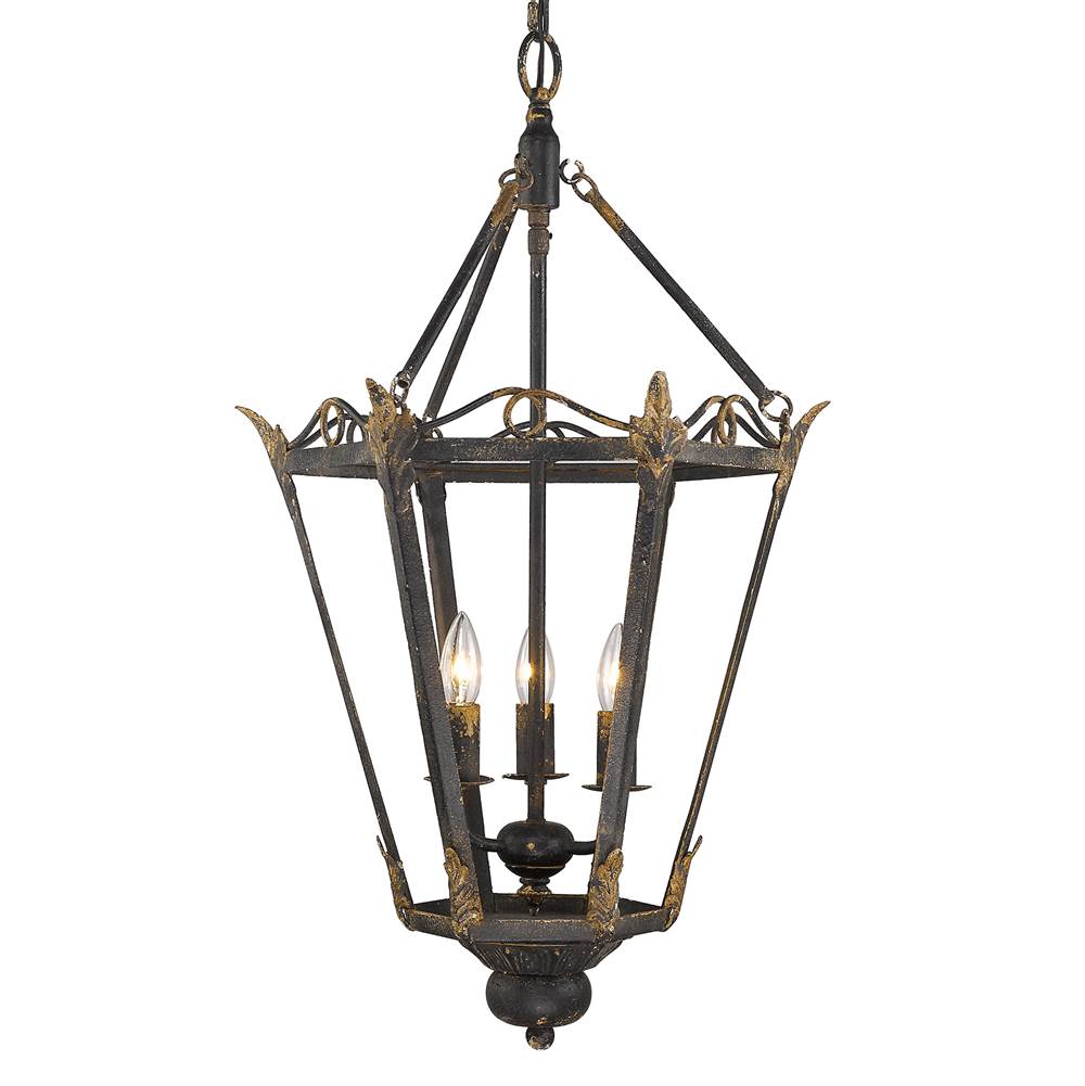 Golden Lighting 0880-3P ABI Antique Black Iron Wry Lighting Matilda 3-light Pendant In Antique Black Iron Image 3