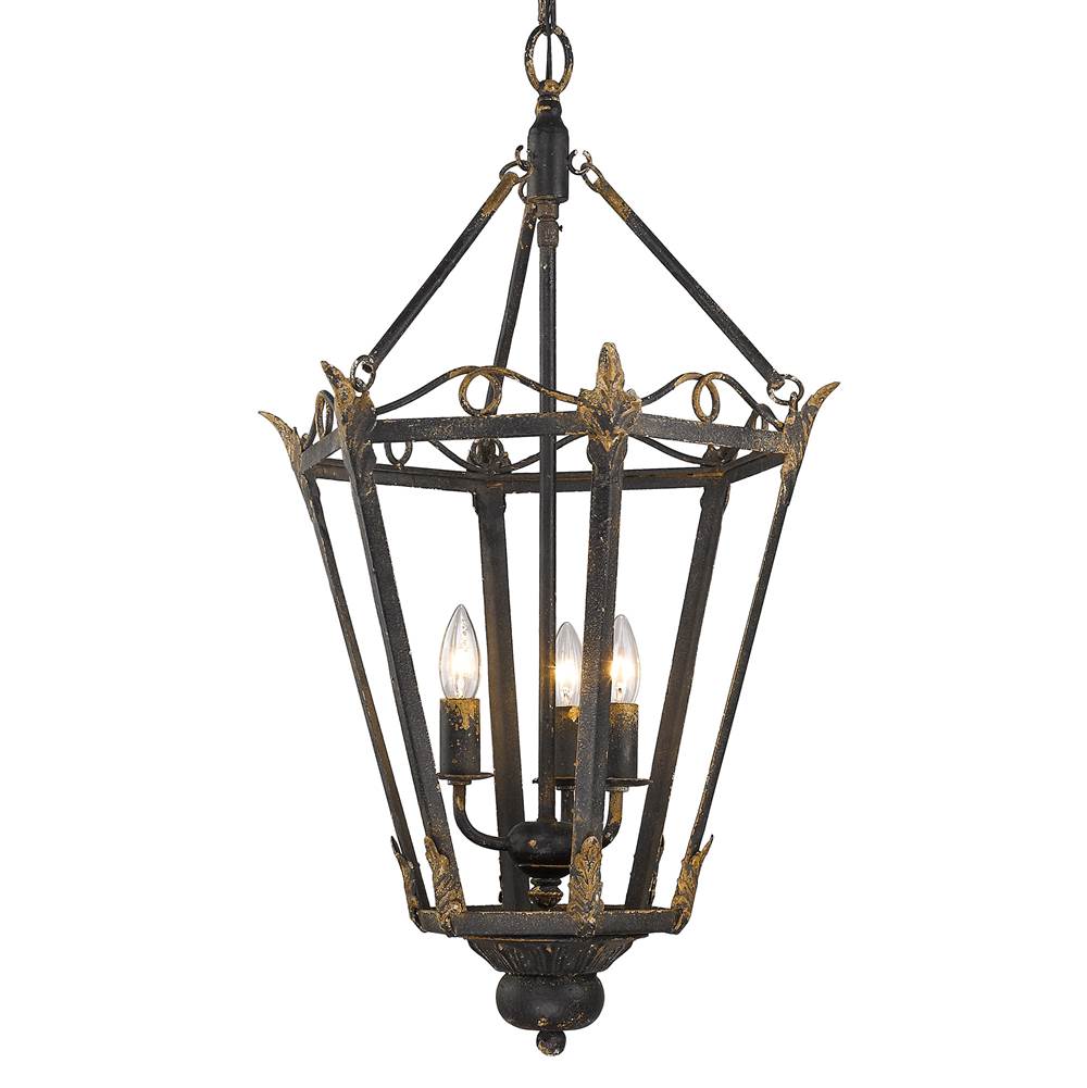 Golden Lighting 0880-3P ABI Antique Black Iron Wry Lighting Matilda 3-light Pendant In Antique Black Iron Image 2
