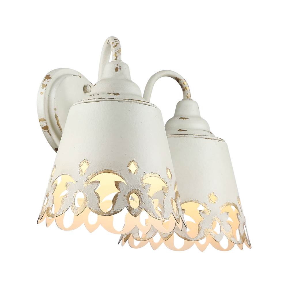 Golden Lighting 0883-BA2 AI Antique Ivory Wry Lighting Eloise 2-light Vanity In Antique Ivory Image 4