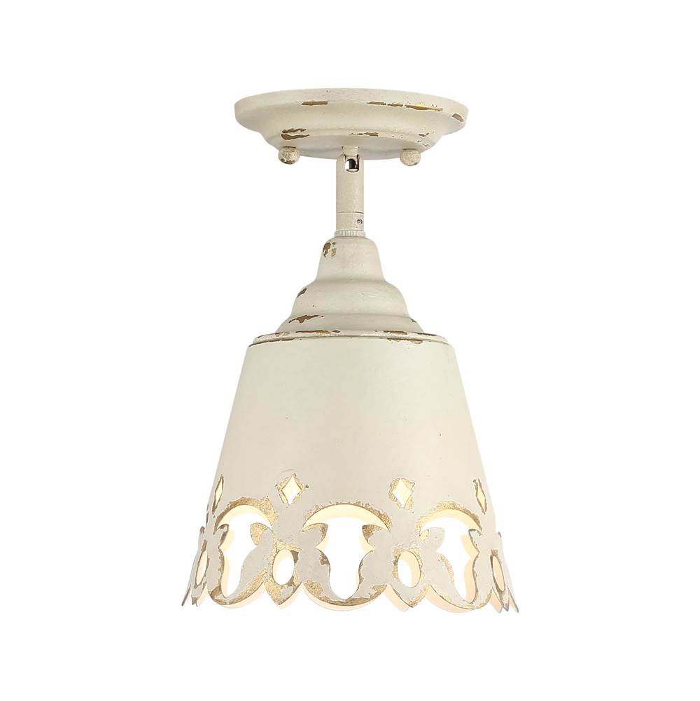 Golden Lighting Eloise Wry Lighting Eloise 1-light Semi-flush Mount In Antique Ivory