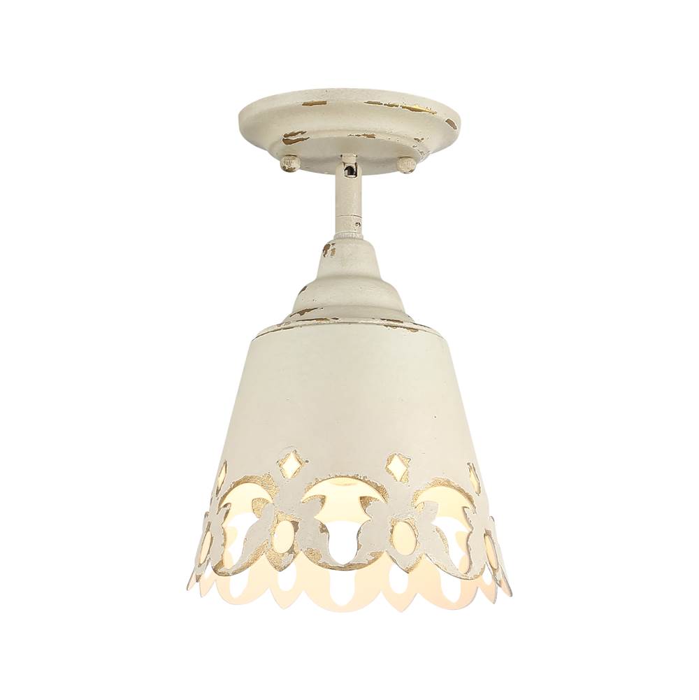 Golden Lighting 0883-SF AI Antique Ivory Wry Lighting Eloise 1-light Semi-flush Mount In Antique Ivory Image 1