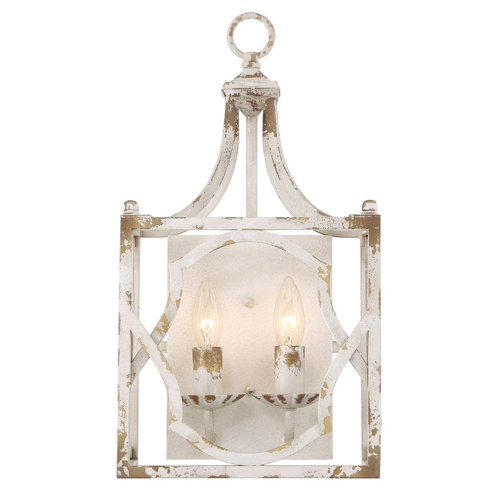 Golden Lighting Laurent Wry Lighting Laurent 2-light Wall Sconce In Antique Ivory