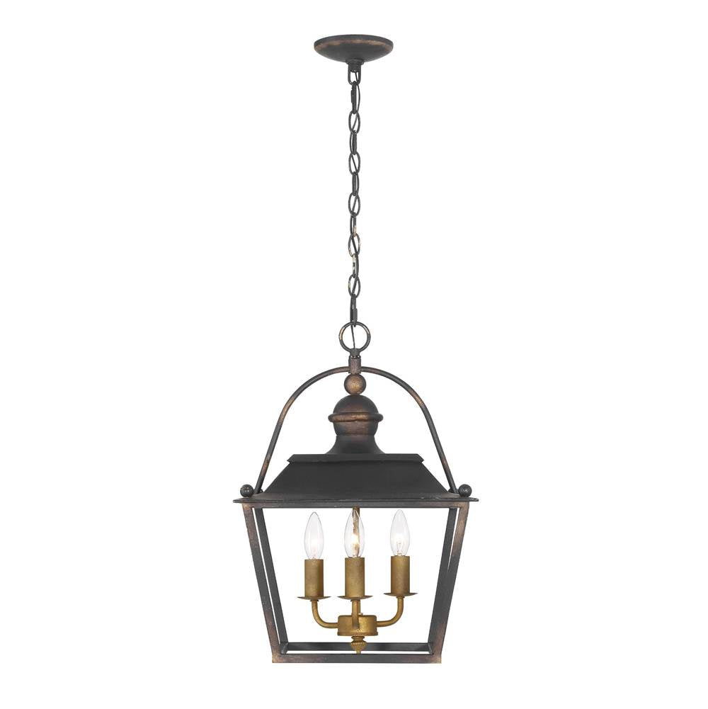Golden Lighting 0888-3P ABI Antique Black Iron Golden Lighting Christoff 3-light Pendant In Antique Black Iron Image 1