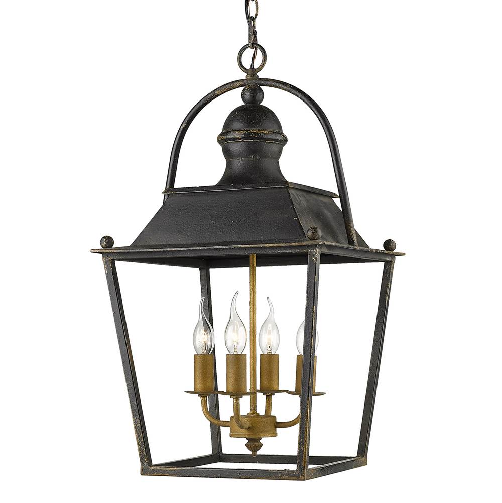 Golden Lighting 0888-4P ABI Antique Black Iron Golden Lighting Christoff 4-light Pendant In Antique Black Iron Image 1