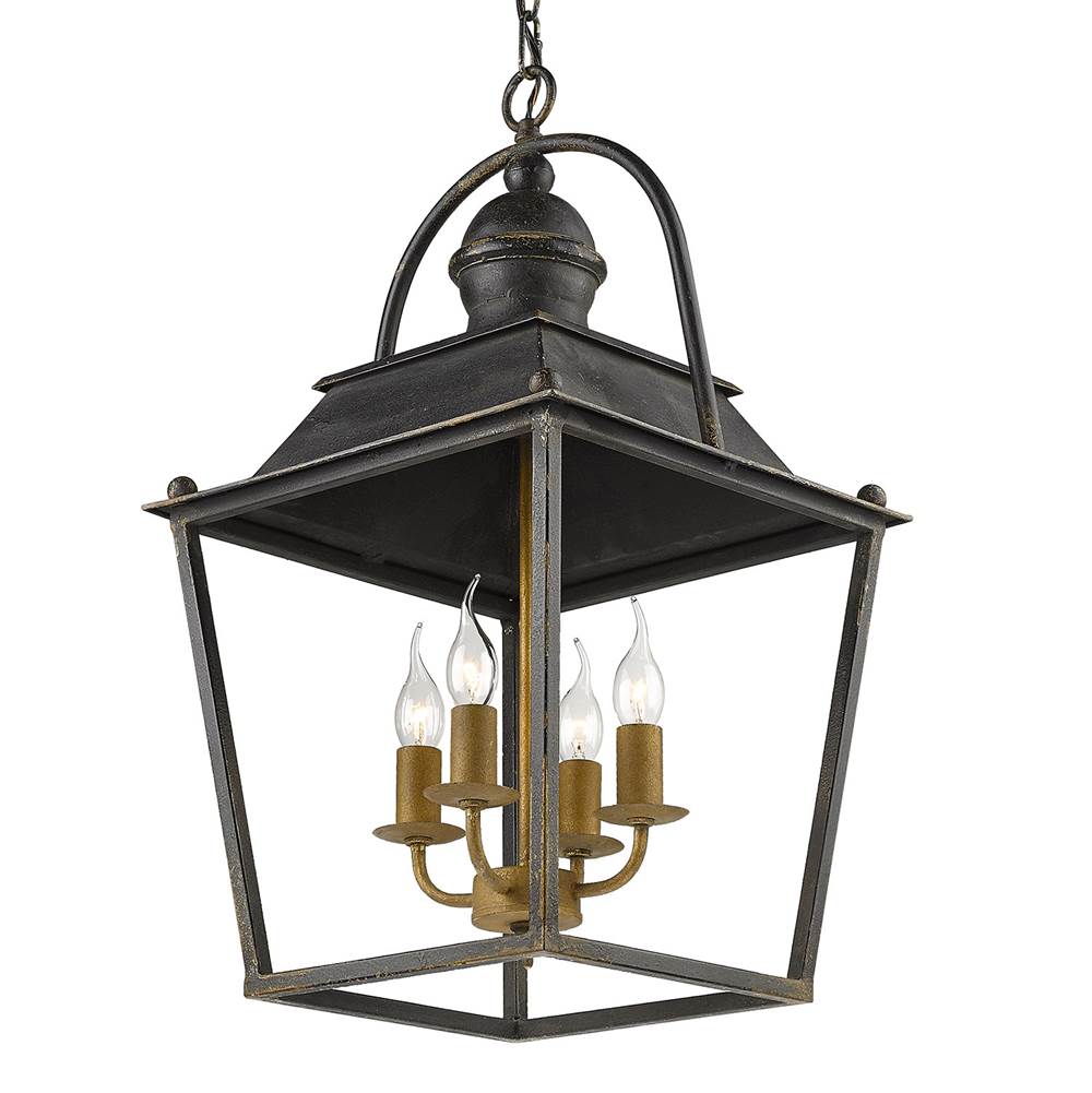 Golden Lighting 0888-4P ABI Antique Black Iron Golden Lighting Christoff 4-light Pendant In Antique Black Iron Image 3