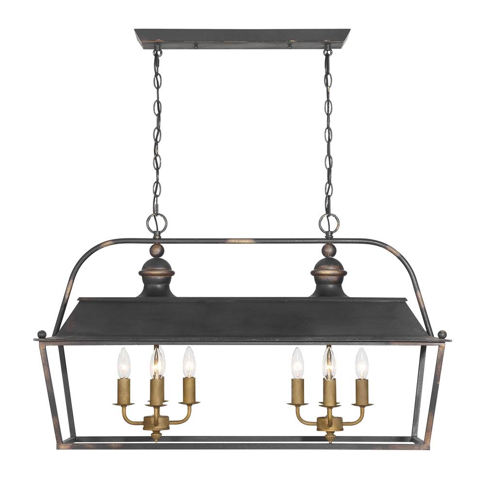 Golden Lighting 0888-LP ABI Antique Black Iron Golden Lighting Christoff 8-light Island Light In Antique Black Iron Image 1
