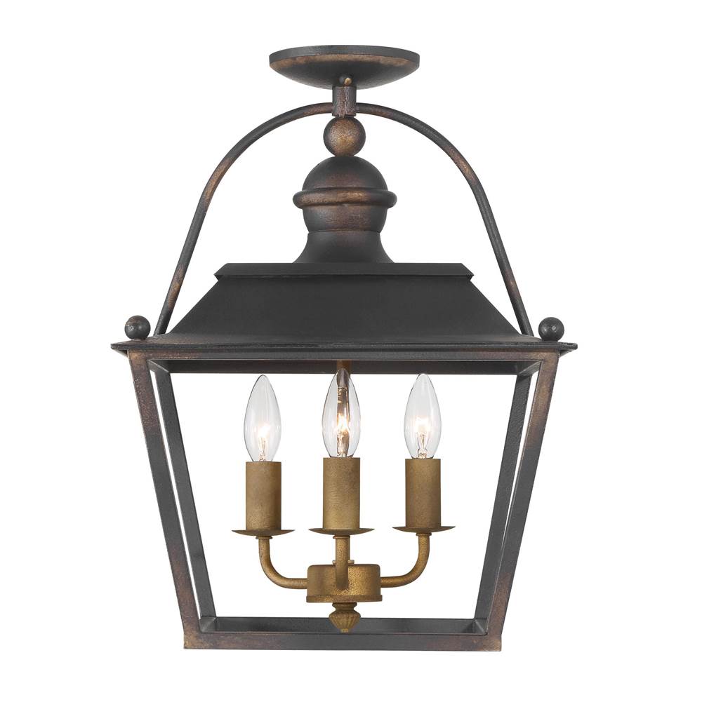 Golden Lighting 0888-SF ABI Antique Black Iron Golden Lighting Christoff 3-light Semi-flush Mount In Antique Black Iron Image 1