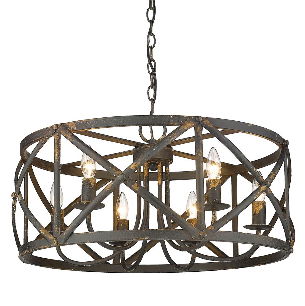 Golden Lighting 0890-6 ABI Antique Black Iron Golden Lighting Alcott 6-light Chandelier In Antique Black Iron Image 1