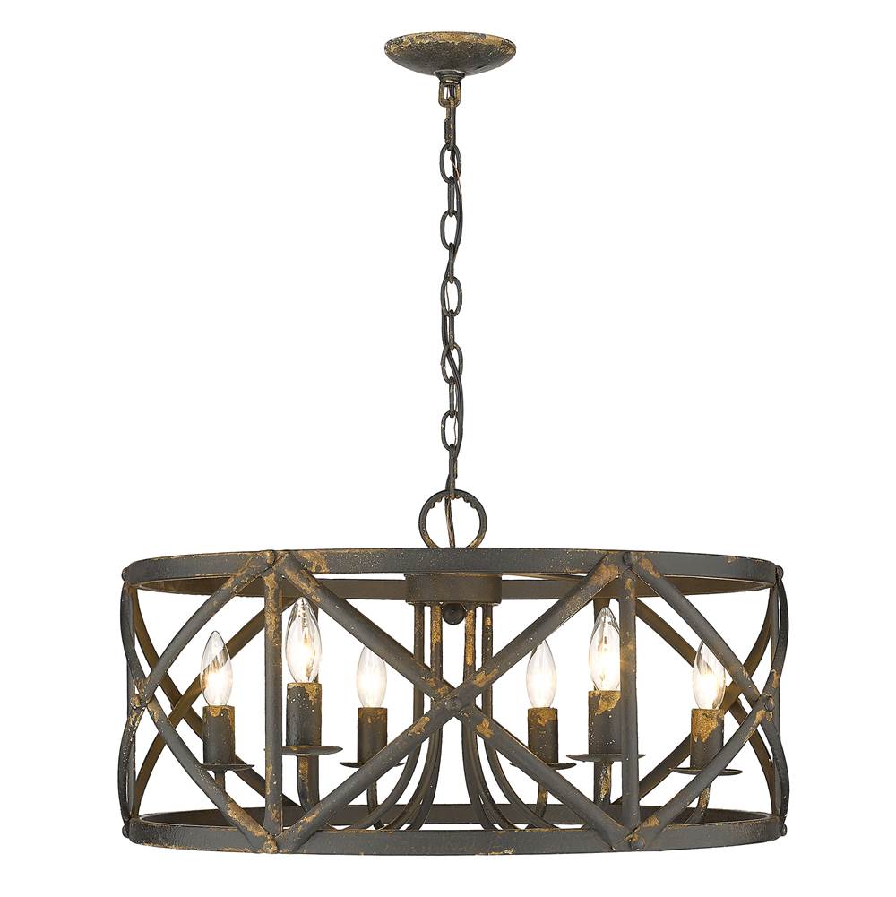 Golden Lighting Alcott Golden Lighting Alcott 6-light Chandelier In Antique Black Iron