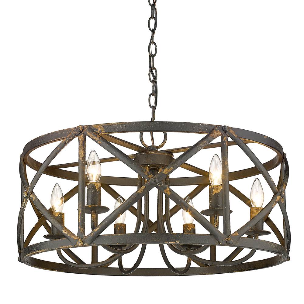 Golden Lighting 0890-6 ABI Antique Black Iron Golden Lighting Alcott 6-light Chandelier In Antique Black Iron Image 5