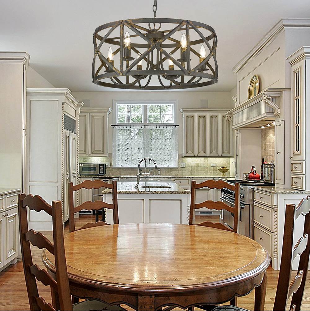 Golden Lighting 0890-6 ABI Antique Black Iron Golden Lighting Alcott 6-light Chandelier In Antique Black Iron Image 3
