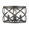 Golden Lighting 0890-FM ABI Antique Black Iron Golden Lighting Alcott 3-light Flush Mount In Antique Black Iron Image 1