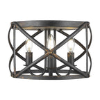 Golden Lighting 0890-FM ABI Antique Black Iron Golden Lighting Alcott 3-light Flush Mount In Antique Black Iron Image 1