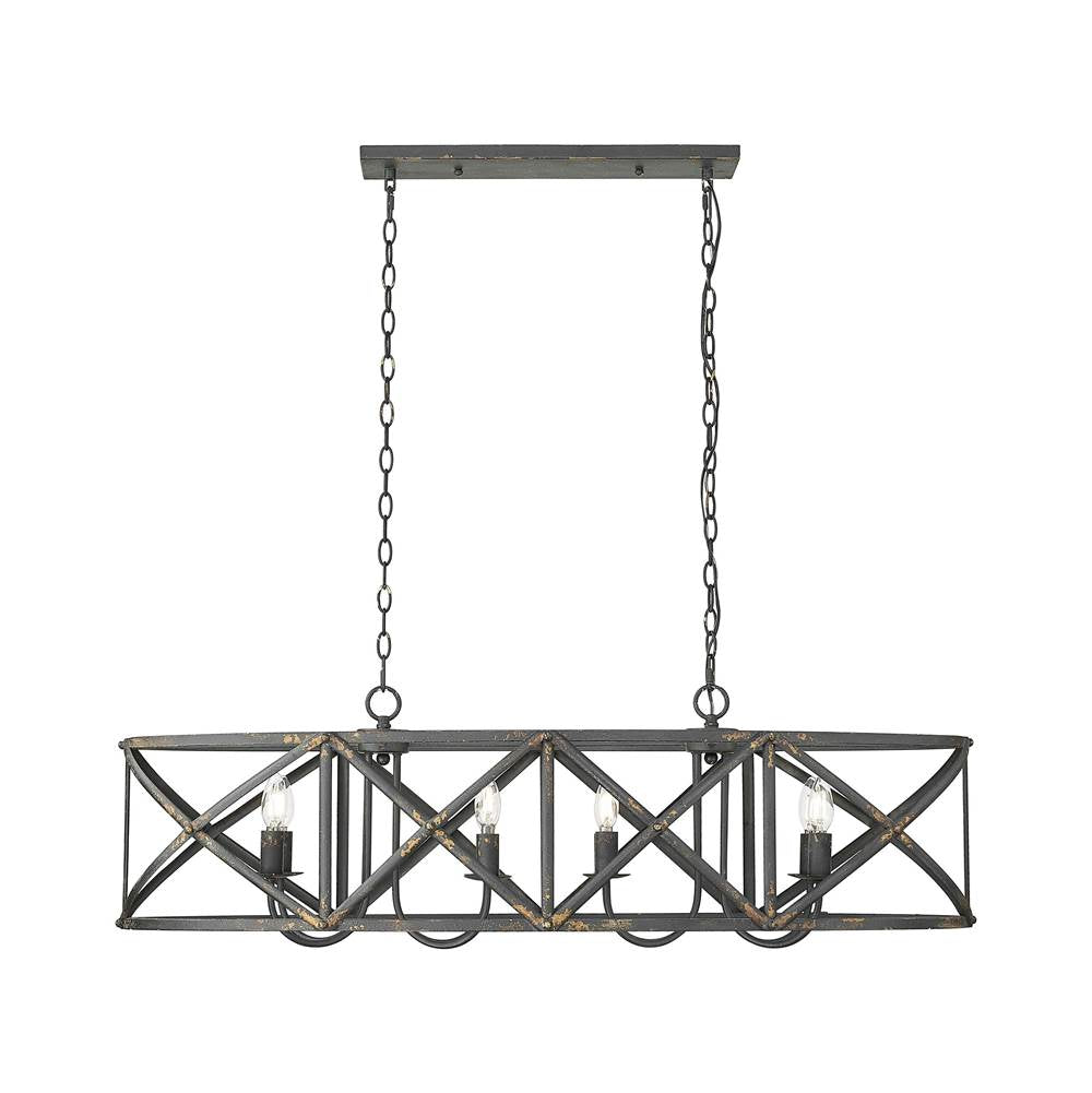 Golden Lighting 0890-LP ABI Antique Black Iron Golden Lighting Alcott 8-light Island Light In Antique Black Iron Image 1
