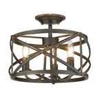 Golden Lighting 0890-SF ABI Antique Black Iron Golden Lighting Alcott 3-light Semi-flush Mount In Antique Black Iron Image 1