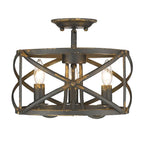 Golden Lighting Alcott Golden Lighting Alcott 3-light Semi-flush Mount In Antique Black Iron