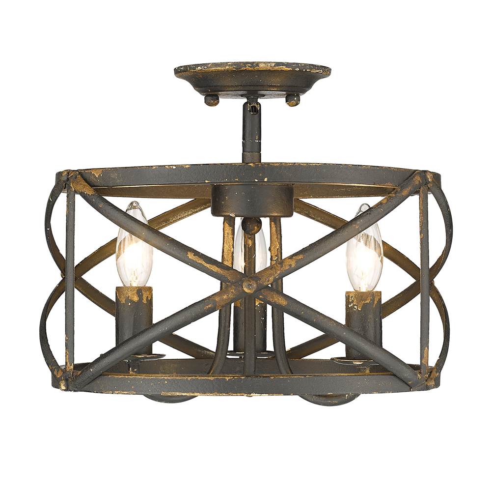 Golden Lighting Alcott Golden Lighting Alcott 3-light Semi-flush Mount In Antique Black Iron
