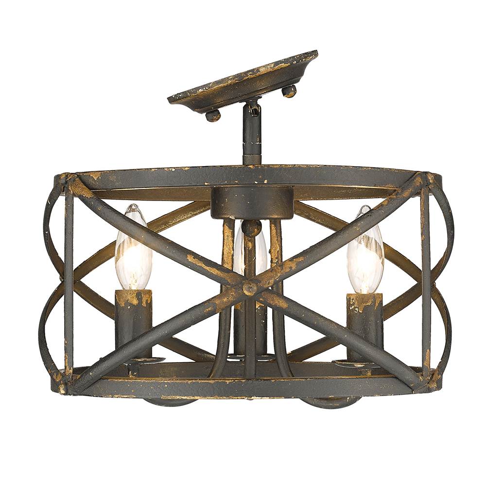 Golden Lighting 0890-SF ABI Antique Black Iron Golden Lighting Alcott 3-light Semi-flush Mount In Antique Black Iron Image 4