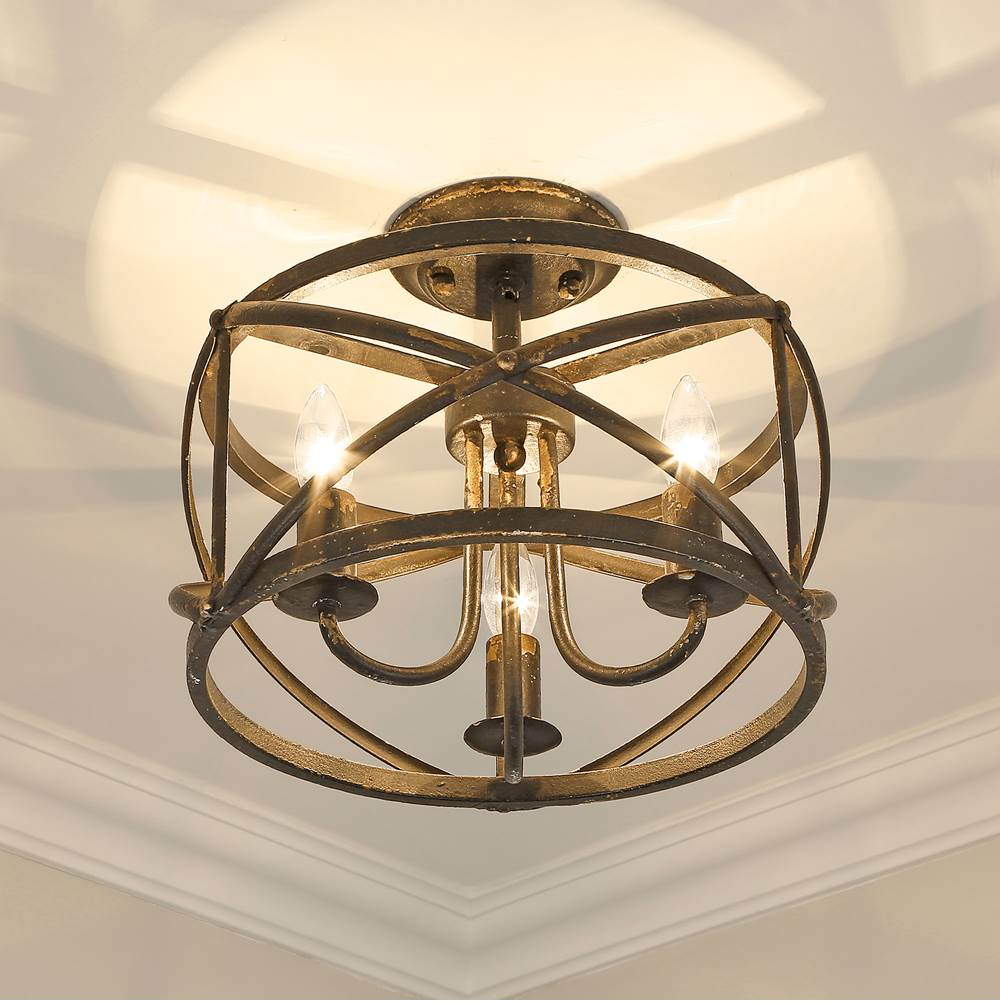 Golden Lighting 0890-SF ABI Antique Black Iron Golden Lighting Alcott 3-light Semi-flush Mount In Antique Black Iron Image 3