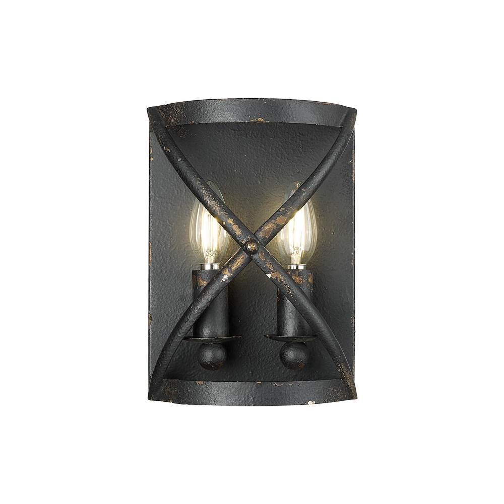 Golden Lighting 0890-WSC ABI Antique Black Iron Golden Lighting Alcott 2-light Wall Sconce In Antique Black Iron Image 1