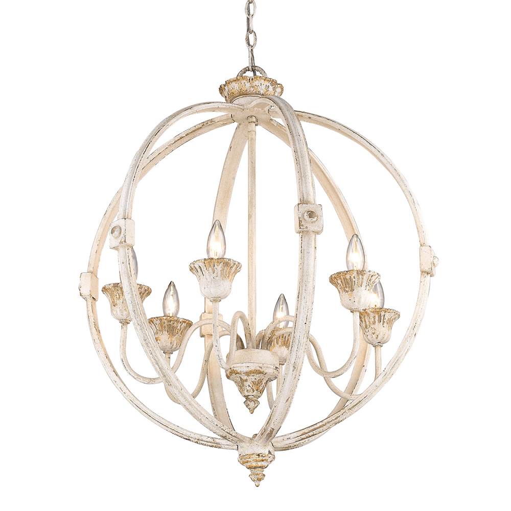 Golden Lighting 0892-6 AI Antique Ivory Golden Lighting Jules 6-light Chandelier In Antique Ivory Image 2
