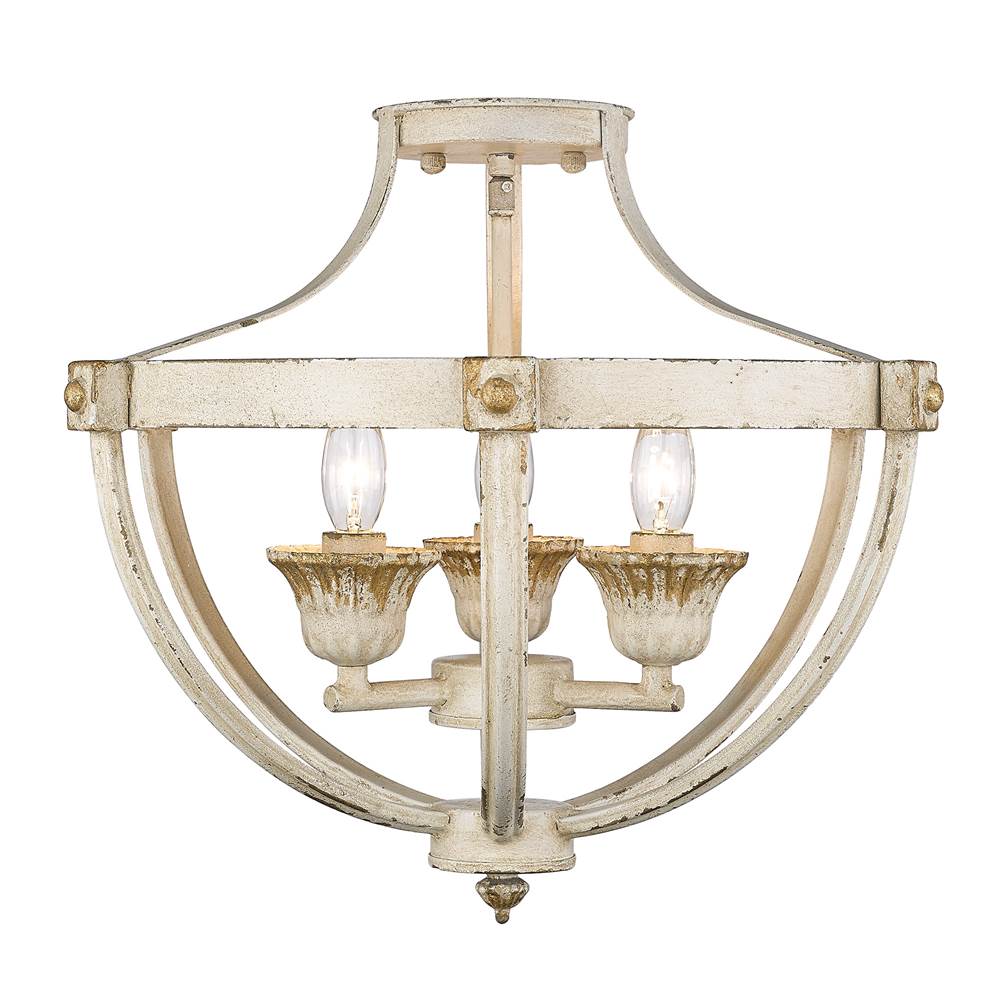 Golden Lighting Jules Golden Lighting Jules 3-light Semi-flush Mount In Antique Ivory