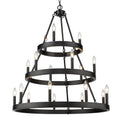 Golden Lighting 1017-369 BLK Matte Black Golden Lighting Alastair 18-light 3-tier Chandelier (3 Plus 6 Plus 9) In Matte Black Image 1