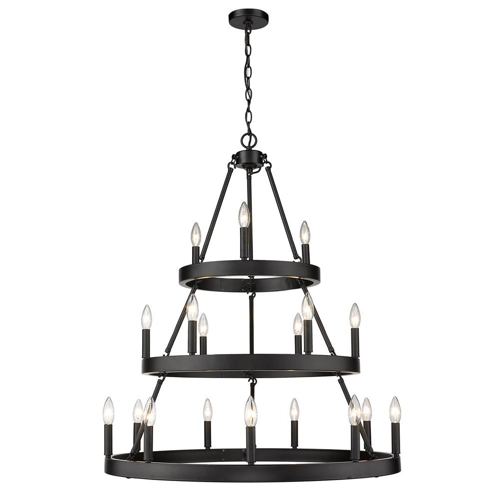 Golden Lighting Alastair Golden Lighting Alastair 18-light 3-tier Chandelier (3 Plus 6 Plus 9) In Matte Black