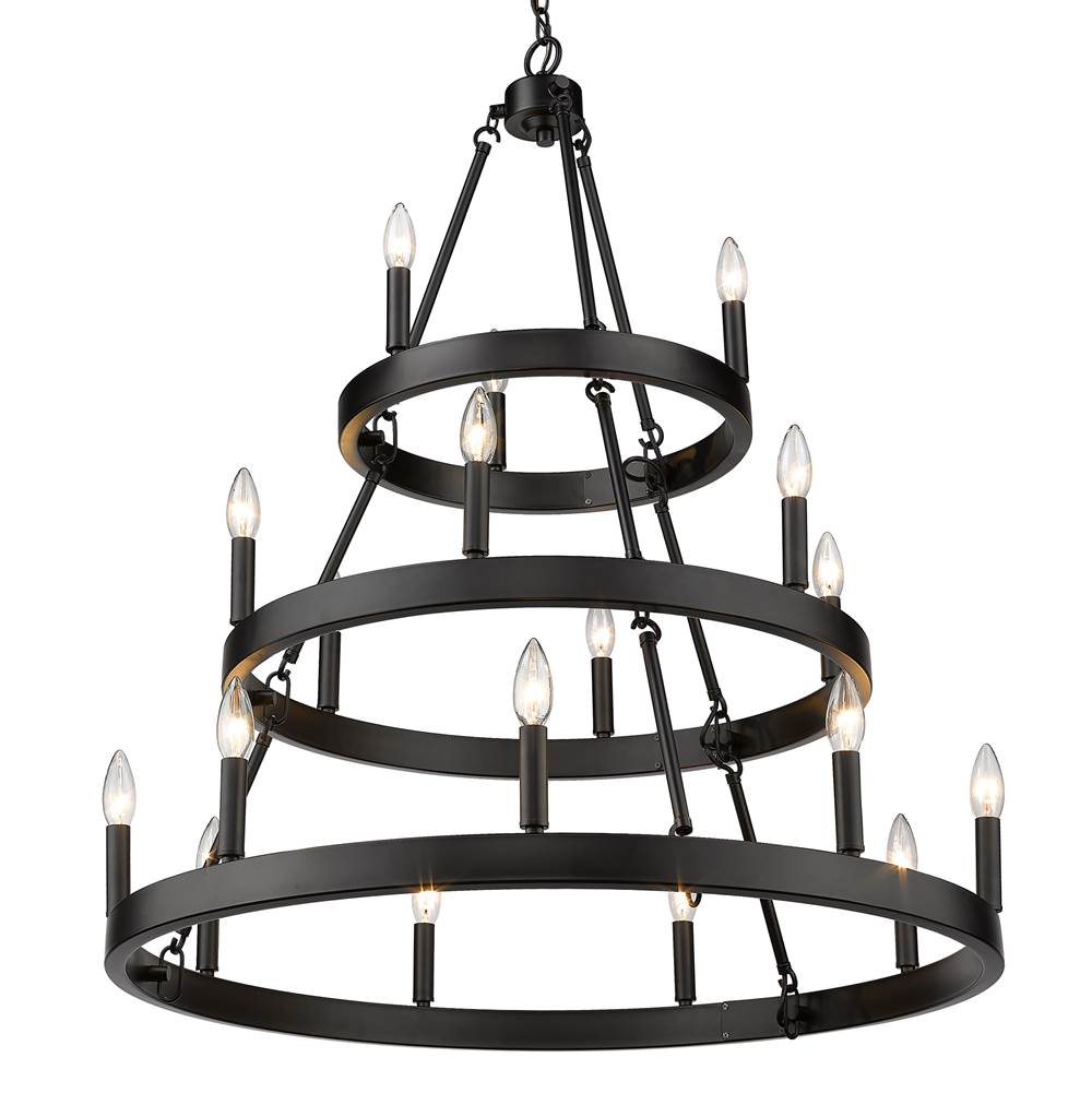Golden Lighting 1017-369 BLK Matte Black Golden Lighting Alastair 18-light 3-tier Chandelier (3 Plus 6 Plus 9) In Matte Black Image 2