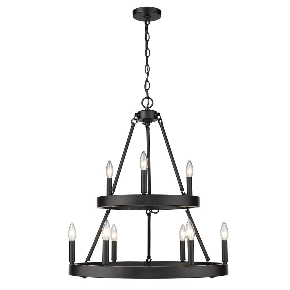 Golden Lighting Alastair Golden Lighting Alastair 9-light 2-tier Chandelier (3 Plus 6) In Matte Black