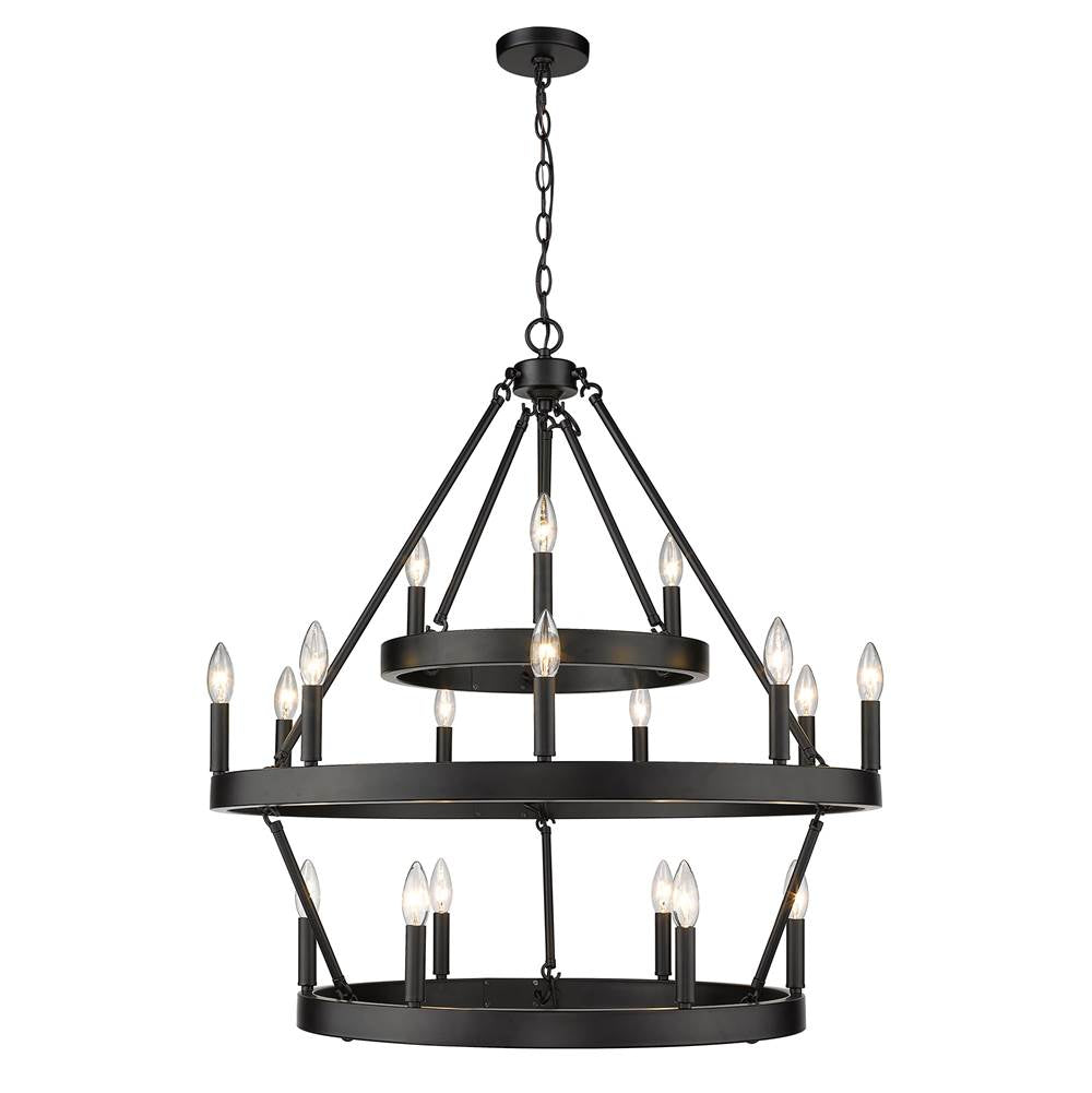 Golden Lighting Alastair Golden Lighting Alastair 18-light 3-tier Chandelier (3 Plus 9 Plus 6) In Matte Black