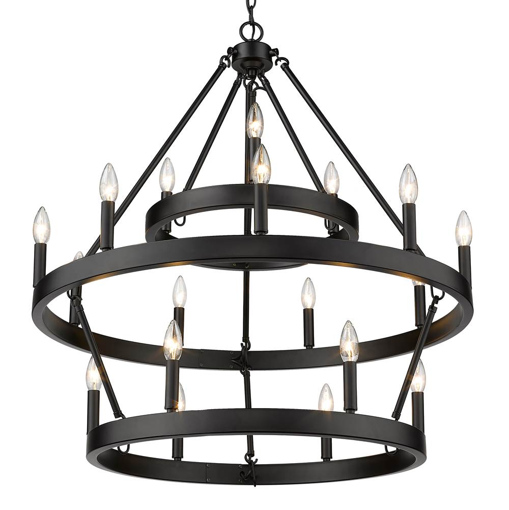 Golden Lighting 1017-396 BLK Matte Black Golden Lighting Alastair 18-light 3-tier Chandelier (3 Plus 9 Plus 6) In Matte Black Image 2