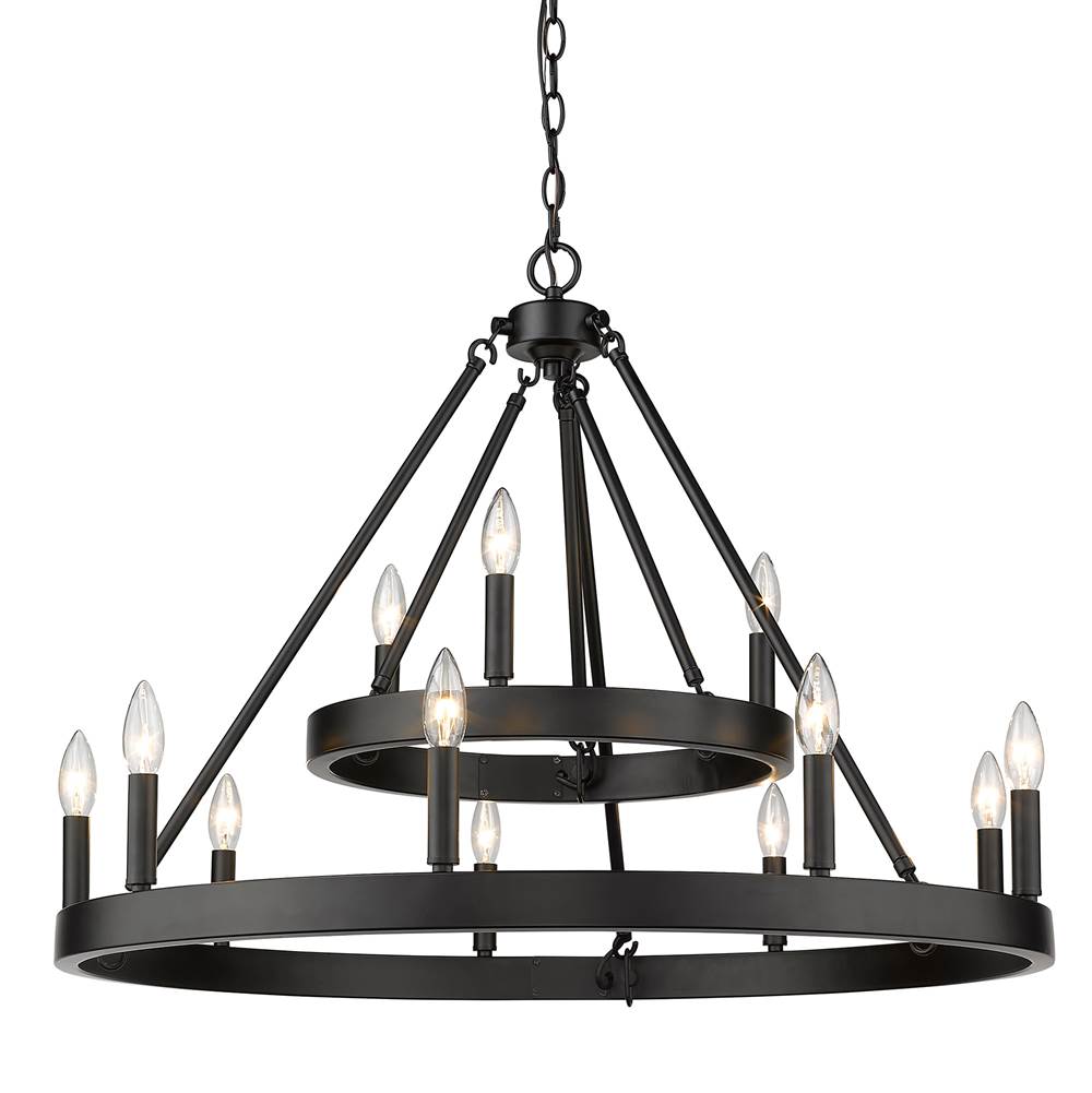 Golden Lighting 1017-39 BLK Matte Black Golden Lighting Alastair 12-light Chandelier In Matte Black Image 1