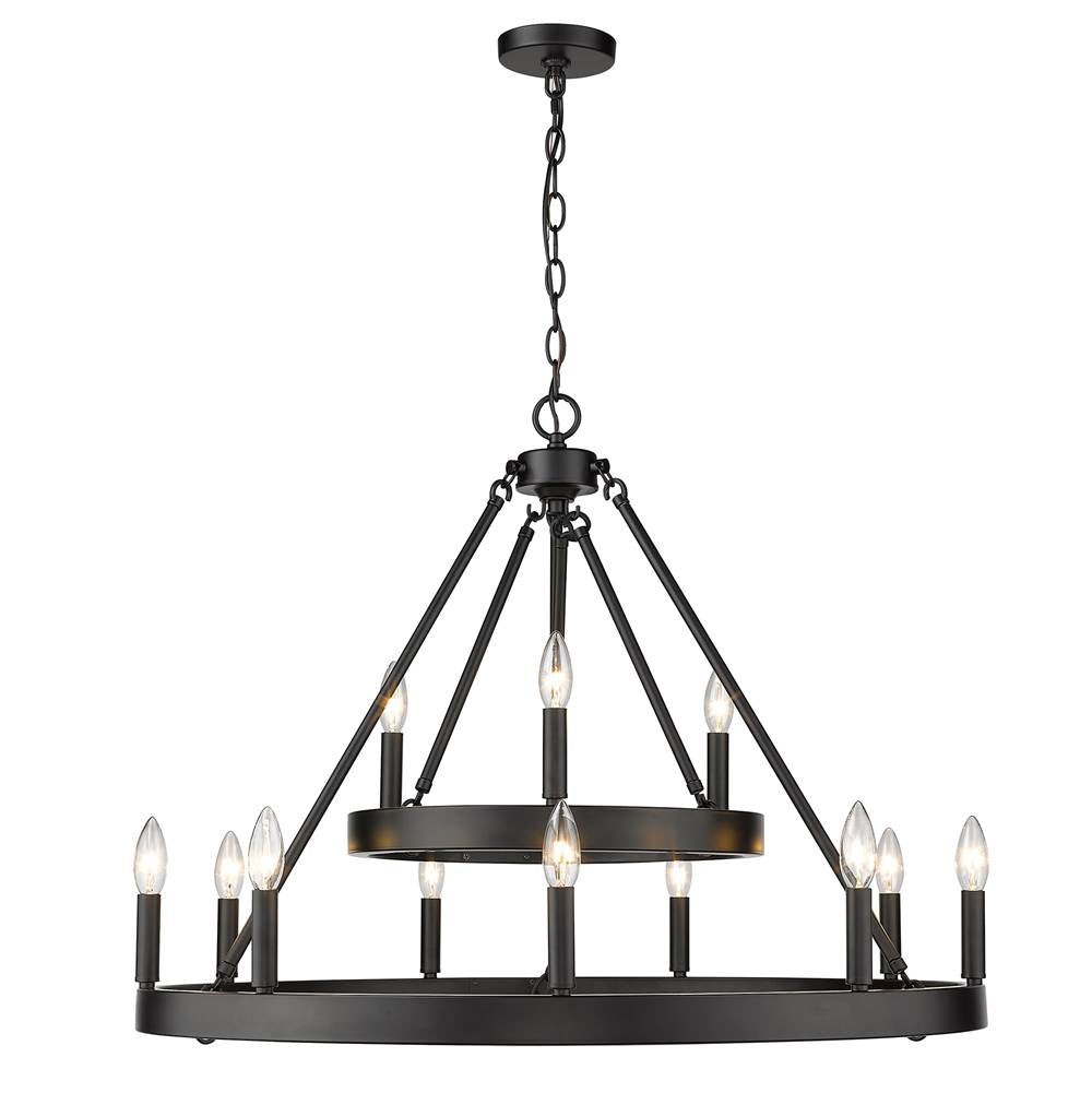 Golden Lighting Alastair Golden Lighting Alastair 12-light Chandelier In Matte Black
