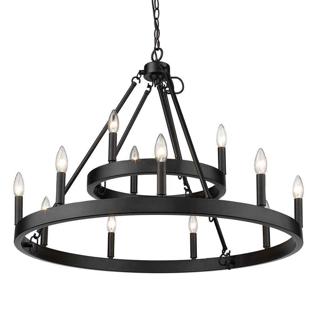 Golden Lighting 1017-39 BLK Matte Black Golden Lighting Alastair 12-light Chandelier In Matte Black Image 2