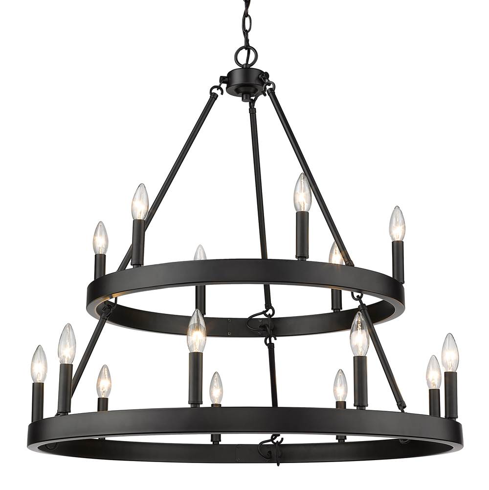 Golden Lighting 1017-69 BLK Matte Black Golden Lighting Alastair 15-light 2-tier Chandelier (6 Plus 9) Matte Black Image 1